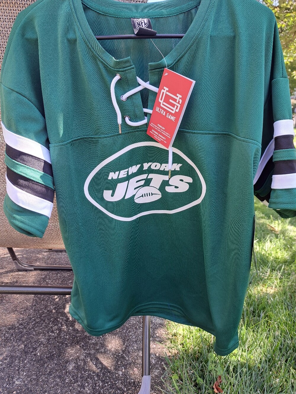 NFL New York Jets Green Lace-Up Kids Jersey with White and Black Accents